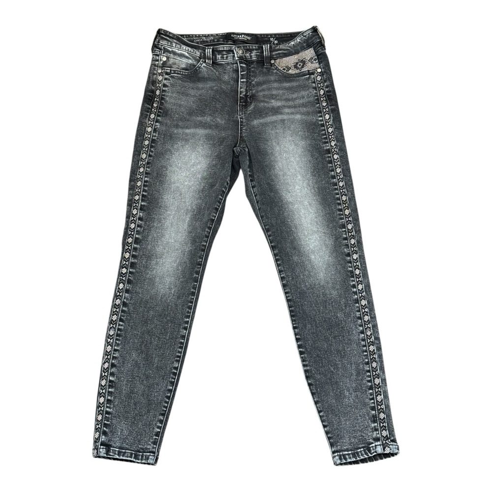 Liverpool Jeans Womens Size 10/30 Ankle Skinny Stretch Denim Gray Silver Detail